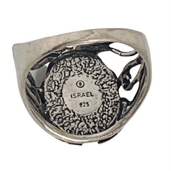 Blue Turquoise 925 Sterling Silver Ring Size 10 Firoza Israel Cabochon - Picture 8 of 16